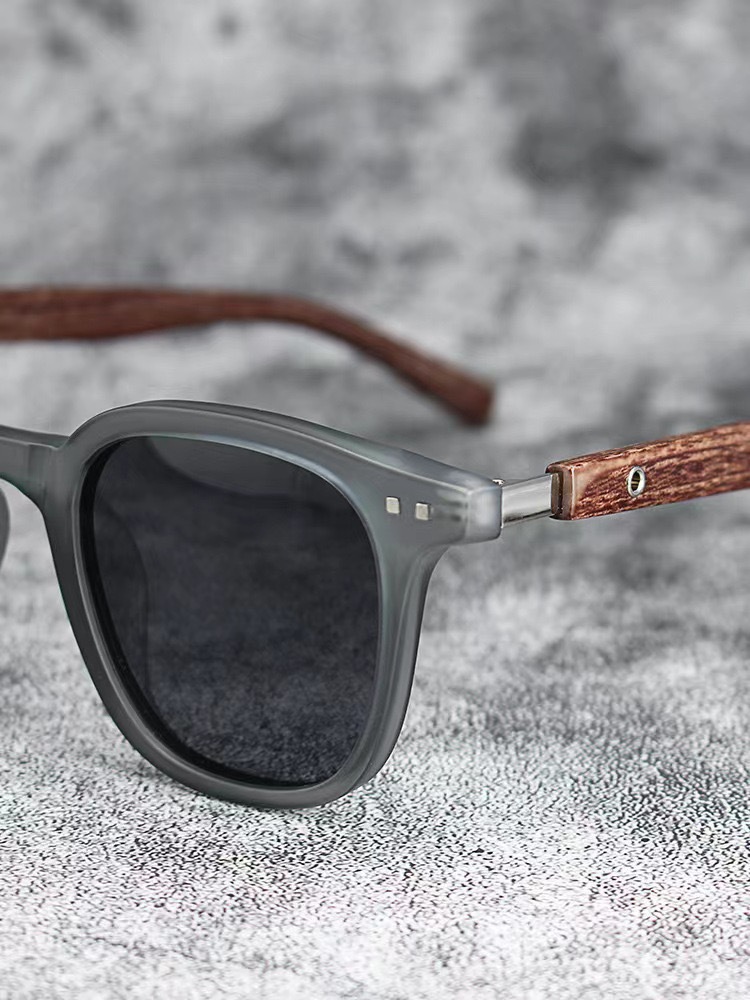 PL-H050 Kacamata Hitam European and American Wood Grain Leg Sunglasses Uv Protection