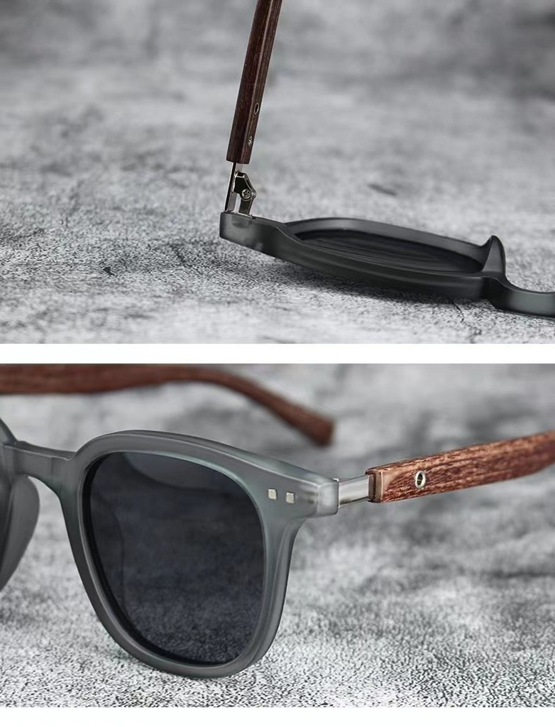 PL-H050 Kacamata Hitam European and American Wood Grain Leg Sunglasses Uv Protection