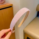 [11172] BD-A004 Bando Korea Motif Bunga dan Kotak Fashion Wanita Premium (BD-A004-Pink/Gingham)