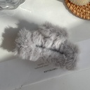 [10845] JR-A005 "Clear Stock" Jepit Rambut Bulu Bulu Jedai Wanita Cantik New Fashion Square Large Plush Fluffy Hair Claw Clips (JR-A005-Grey)
