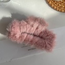 [10846] JR-A005 "Clear Stock" Jepit Rambut Bulu Bulu Jedai Wanita Cantik New Fashion Square Large Plush Fluffy Hair Claw Clips (JR-A005-Pink)