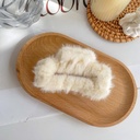 [10847] JR-A005 "Clear Stock" Jepit Rambut Bulu Bulu Jedai Wanita Cantik New Fashion Square Large Plush Fluffy Hair Claw Clips (JR-A005-White)