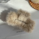 [10849] JR-A005 "Clear Stock" Jepit Rambut Bulu Bulu Jedai Wanita Cantik New Fashion Square Large Plush Fluffy Hair Claw Clips (JR-A005-Brown)