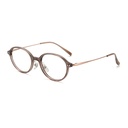 [11383] M-AR005 Kacamata Premium Anti Radiasi Frame Oval Style Nerd Aesthetic Retro Minimalis (M-AR005-P2-Brown-Gold)