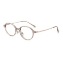 [11384] M-AR005-P2 Kacamata Premium Anti Radiasi Frame Oval Style Nerd Aesthetic Retor Minimalis (New Product) (M-AR005-P2-Champagne-Gold)