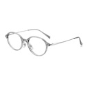[11385] M-AR005-P2 Kacamata Premium Anti Radiasi Frame Oval Style Nerd Aesthetic Retor Minimalis (New Product) (M-AR005-P2-Gray-Silver)