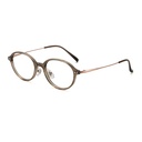 [11387] M-AR005-P2 Kacamata Premium Anti Radiasi Frame Oval Style Nerd Aesthetic Retor Minimalis (New Product) (M-AR005-P2-Olive-Gold)