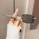 [11429] M-ARPT015 Kacamata Photocromic Frameless Color-Changing Glasses Women's Anti-Blue Light (M-ARPT015-Silver)