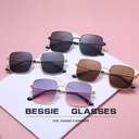 [10246] M-MX001 Kacamata Pria/Wanita-Fashion-Retro Vintage Segiempat Metal-Sunglasses-Korea K104 (M-MX001-Gold/Blue/Pink)