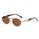 [11391] M-MX004  Kacamata Hitam Oval Anti UV400 Frame Logam High-End Fashion Wanita Pria (New Product) (M-MX004-Leopard/Tea)