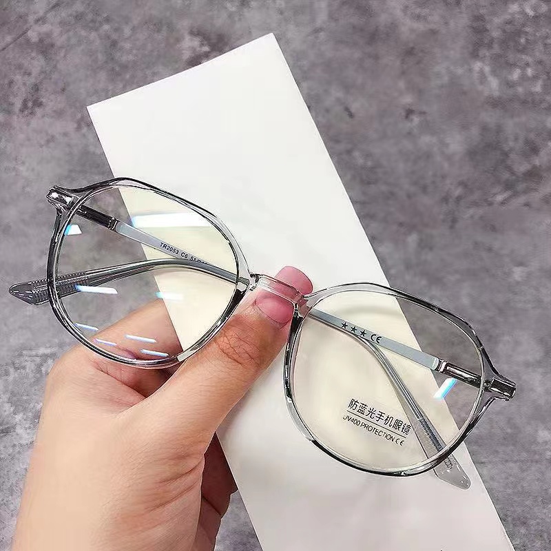 [10813] PL-AR012 Kacamata Anti Radiasi Wanita /Kacamata Stylish Lucu Bulat/ Kacamata (PL-AR012-Gray)