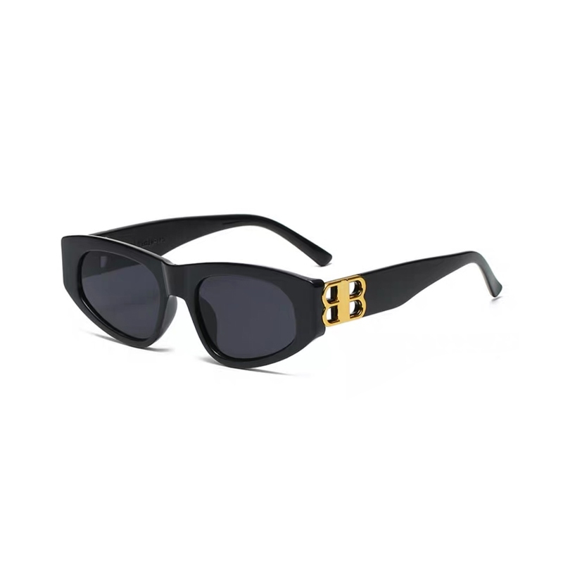 PL-H025 "Clear Stock" Kacamata Hitam Wanita Double B Logo Anti Uv Fashion Retro Vintage Frame Persegi Minimalis Kekinian