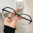[10463] PL-AR003 Kacamata Gradient Trasnparant Clear Lens Glasses for Women Retro Eyewear (PL-AR003-Clear/Black)