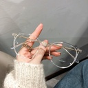 [10487] PL-AR004 Kacamata Anti Radiasi Bentuk Bulat Bahan Metal Gaya Korea Untuk Pria Dan Wanit (PL-AR004-Clear)