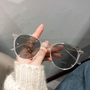 [10491] PL-ARPT002 Kacamata Photochromic Anti Radiasi Bentuk Bulat Bahan Metal Gaya Korea Untuk Pria Dan Wan (PL-ARPT002-Clear)