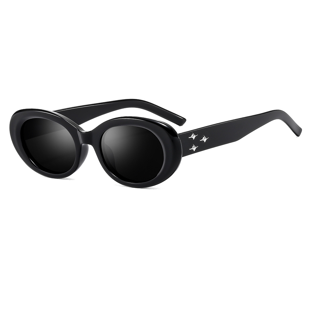 [10880] PL-H031 Kacamata Hitam Wanita Dan Pria Vintage Retro Kecil Tahan Sinar Matahari Premium Sense Ins Style (PL-H031-Black/Black)