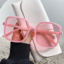 [10458] PL-WW006 Kacamata Hitam Pelindung UV Bentuk Kotak Oversize Gaya Eropa Untuk Wanita (PL-WW006-Pink)