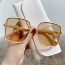 [10459] PL-WW006 Kacamata Hitam Pelindung UV Bentuk Kotak Oversize Gaya Eropa Untuk Wanita (PL-WW006-Cream Brown)