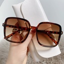 [10460] PL-WW006 Kacamata Hitam Pelindung UV Bentuk Kotak Oversize Gaya Eropa Untuk Wanita (PL-WW006-Leopard)