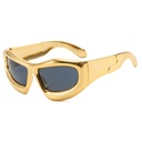 [11157] PL-H046 Kacamata Hitam Cyberpunk Anti Silau & Stylish Kacamata Fashion Pria & Wanita (PL-H046-Gold/Black)