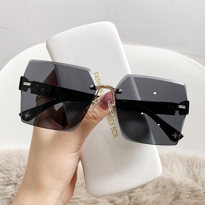 [10587] PL-MX007 Kacamata Hitam No frame Women Sunglasses New Arrival Import Kacamata Gaya Fashion (PL-MX007-Black)
