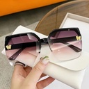 [10691] PL-MX013 Kacamata Hitam Fashion Square Style Tanpa Bingkai Kacamata In Gradien Ocean Piece Bingkai Besar "Clear Stock" (PL-MX013-Grey/Pink)