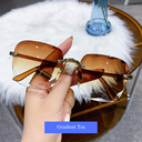[10539] PL-MX005 Kacamata Hitam Wanita Fashion Gaya Tanpa Bingkai (PL-MX005-Gradient Tea)