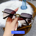 [10542] PL-MX005 Kacamata Hitam Wanita Fashion Gaya Tanpa Bingkai (PL-MX005-Gray Tea)