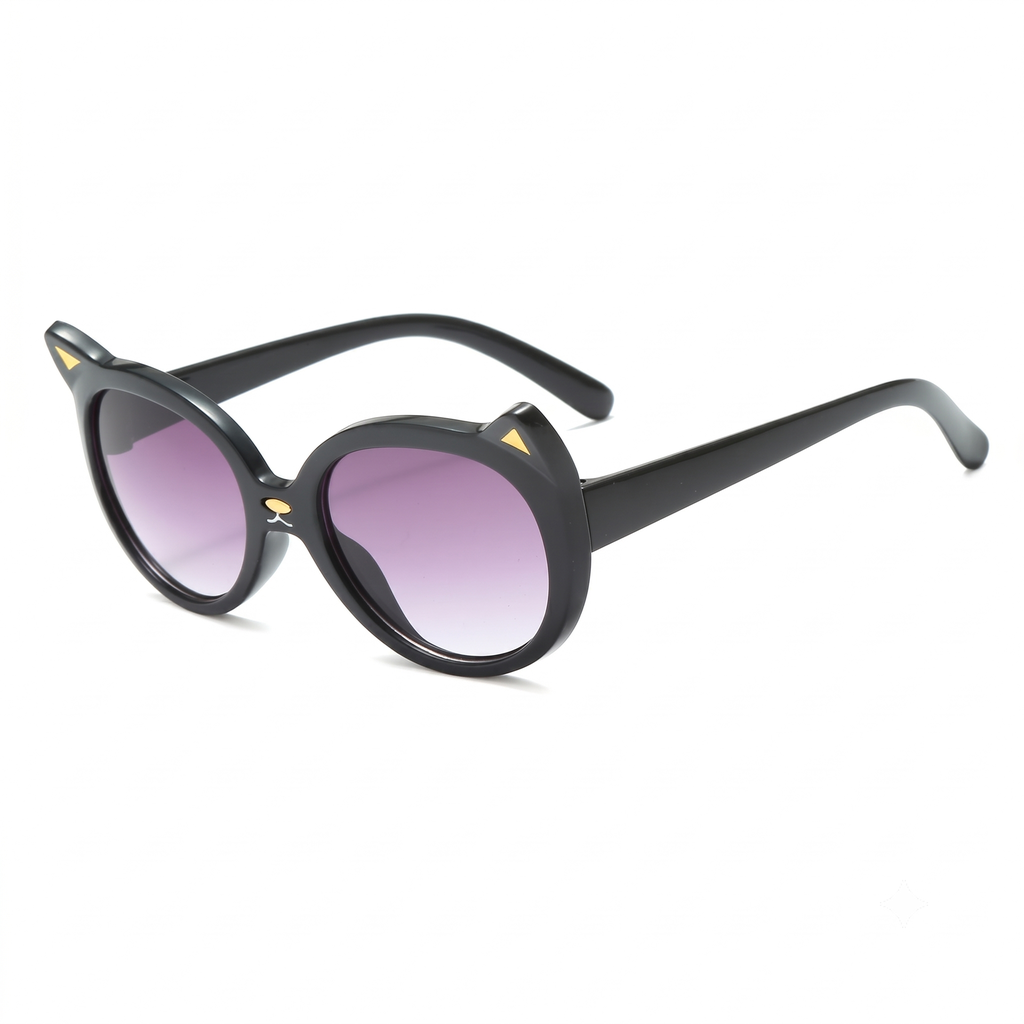 [11398] PL-MX021A Kacamata Anak Children's Sunglasses Cartoon Cat Shape Anti-Uv (PL-MX021A-Black)
