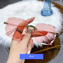 [10543] PL-MX005 Kacamata Hitam Wanita Fashion Gaya Tanpa Bingkai (PL-MX005-Pink)