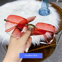 [10544] PL-MX005 Kacamata Hitam Wanita Fashion Gaya Tanpa Bingkai (PL-MX005-Gradient Red)