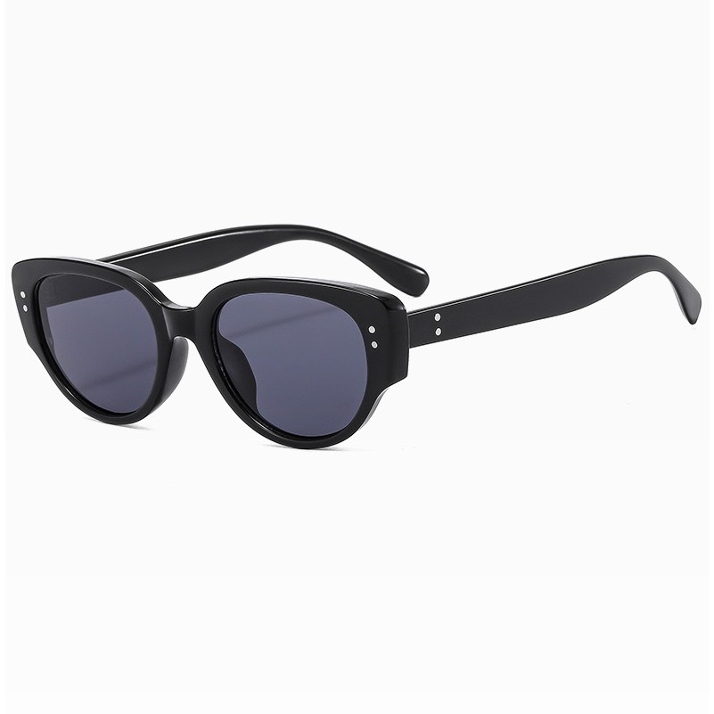 [10677] PL-WW012 Kacamata Cat Eye Wanita Pria Anti UV Frame Bingkai Titik Dua New Fashion Trendy (PL-WW012-Black)