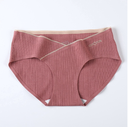 [10633] W-CD002 "Clear Stock" Celana Dalam Wanita Hamil Katun Menyerap Keringat CD Pinggang Rendah Tanpa Jahitan Pakaian Dalam (W-CD002-Red)