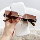 [10588] PL-MX007 Kacamata Hitam No frame Women Sunglasses New Arrival Import Kacamata Gaya Fashion (PL-MX007-Tea)