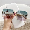 [10589] PL-MX007 Kacamata Hitam No frame Women Sunglasses New Arrival Import Kacamata Gaya Fashion (PL-MX007-Mix Green Purple)