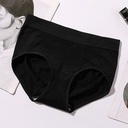 [10628] W-CD001 Celana Dalam Wanita Briefs Elastis Seamless Mid Waist Bahan Katun CD01 Pakaian Dalam (A-W-CD001-25 Black)