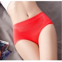 [10630] W-CD001 Celana Dalam Wanita Briefs Elastis Seamless Mid Waist Bahan Katun CD01 Pakaian Dalam (A-W-CD001-25 Red)