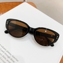 [10679] PL-WW012 Kacamata Cat Eye Wanita Pria Anti UV Frame Bingkai Titik Dua New Fashion Trendy (PL-WW012-Black/Tea)