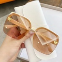 [10692] PL-MX013 Kacamata Hitam Fashion Square Style Tanpa Bingkai Kacamata In Gradien Ocean Piece Bingkai Besar (PL-MX013-Beige/Tea)