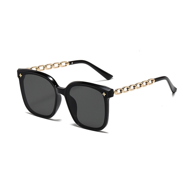 PL-H023 Kacamata Hitam Wanita Frame Model Rantai Logam Plastik Oversized Women Sunglasses Chain Frame Mode Fashion Ootd Style