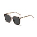 [10717] PL-H023 Kacamata Hitam Wanita Frame Model Rantai Logam Plastik Oversized Women Sunglasses Chain Frame Mode Fashion Ootd Style (PL-H023-Cream)