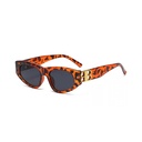 [10725] PL-H025 Kacamata Hitam Wanita Double B Logo Anti Uv Fashion Retro Vintage Frame Persegi Minimalis Kekinian (PL-H025-Leopard)