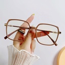 [10727] PL-AR011 Kacamata Anti Radiasi Persegi Kacamata Style Korea Bingkai Retro Petak Eyeglasses (PL-AR011-Brown)