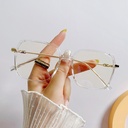 [10729] PL-AR011 Kacamata Anti Radiasi Persegi Kacamata Style Korea Bingkai Retro Petak Eyeglasses (PL-AR011-Transparent)