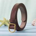 [10749] TP-KL002 Gesper Wanita Tali Pinggang Bahan PU Untuk Wanita / Ikat Pinggang Wanita Belt Retro Fashion (TP-KL002-Gold/Brown)