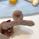 [10754] JR-A001 Jepitan Rambut Salon Slim Bulu Halus Jedai Wanita Bahan Bulu Lembut Jepit Rambut Silang Gaya Korea Warna Soft Aksesoris Rambut (JR-A001-Brown)