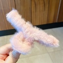 [10757] JR-A001 Jepitan Rambut Salon Slim Bulu Halus Jedai Wanita Bahan Bulu Lembut Jepit Rambut Silang Gaya Korea Warna Soft Aksesoris Rambut (JR-A001-Soft/Pink)