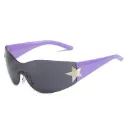 [11481] PL-WW029 Kacamata Lensa Warna Warni Olahraga Berkendara Dengan Motif Bintang (New Product) (PL-WW029-Purple/Black)