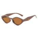 [11531] PL-H057 Kacamata Hitam Korean Style Polygonal Beach Sunglasses (New Product) (PL-H057-Brown/Tea)