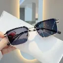 [11552] M-ARPT016 Kacamata Photocromic Frameless Color-Changing Glasses Women's Anti-Blue Light (New Product) (M-ARPT016-Black-Silver)